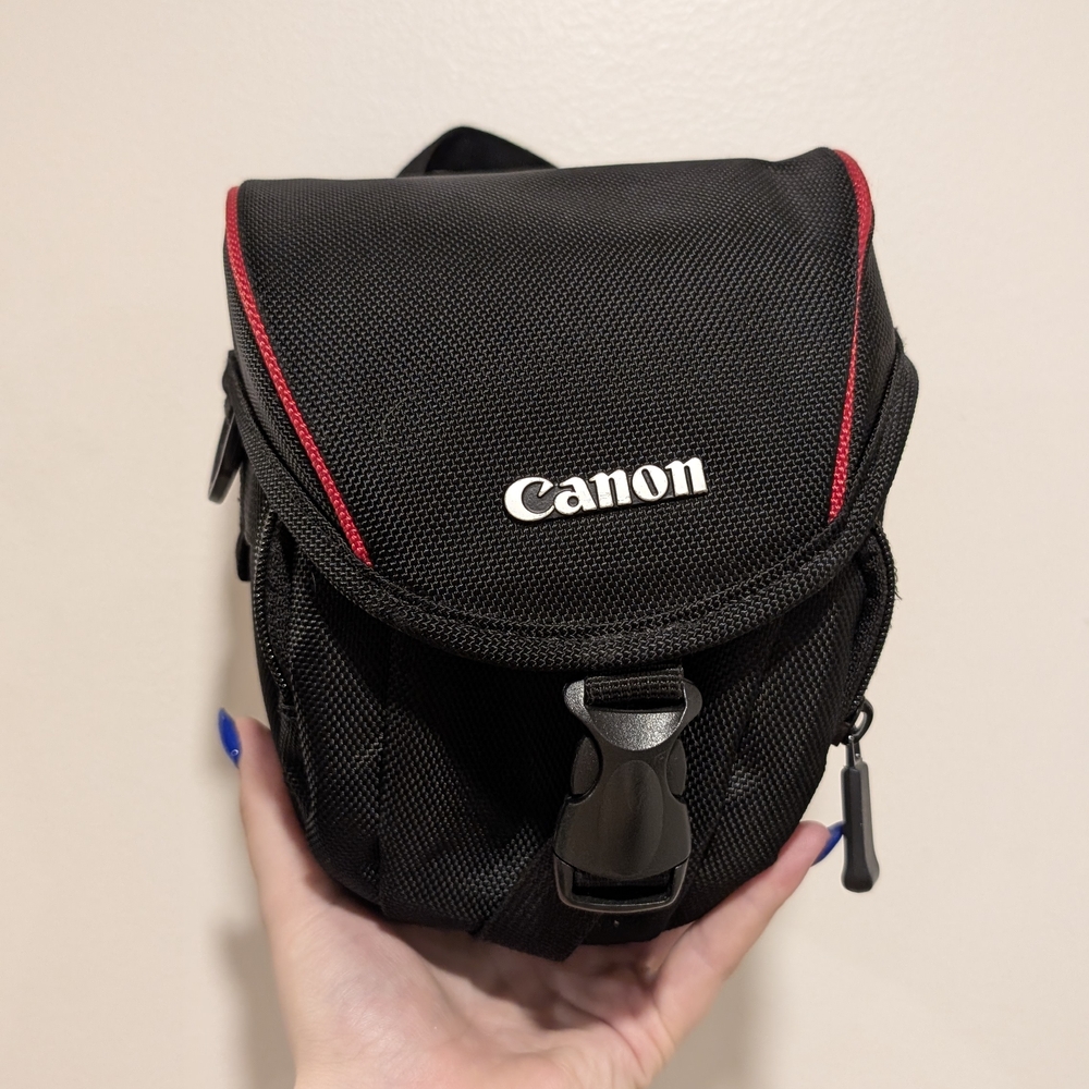 Canon Black and Red Camera Bag with Secure Closure
